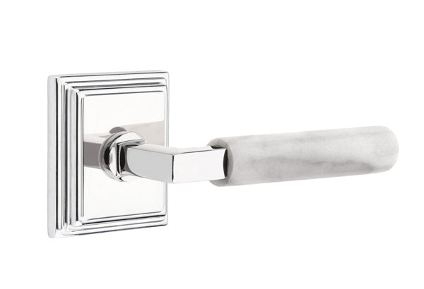 Emtek Select L Square White Marble Lever Wilshire Rosette