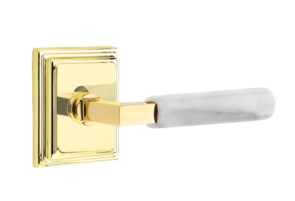 Emtek Select L Square White Marble Lever Wilshire Rosette