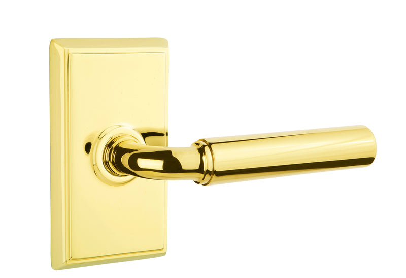 Emtek Manning Lever with Rectangular Rosette - Classic Brass