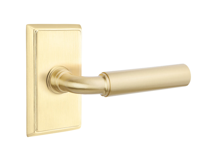Emtek Manning Lever with Rectangular Rosette - Classic Brass