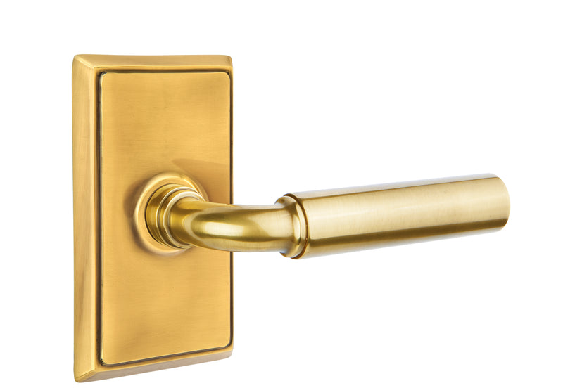 Emtek Manning Lever with Rectangular Rosette - Classic Brass