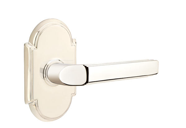 Emtek Milano Lever with Style 8 Rosette - Classic Brass