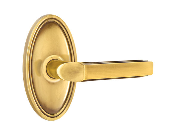 Emtek Milano Lever with Oval Rosette - Classic Brass