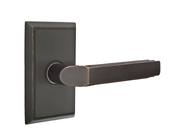 Emtek Milano Lever with Rectangular Rosette - Classic Brass