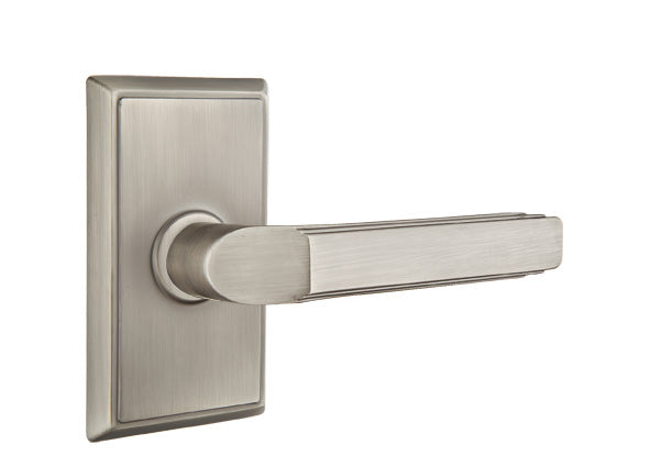 Emtek Milano Lever with Rectangular Rosette - Classic Brass