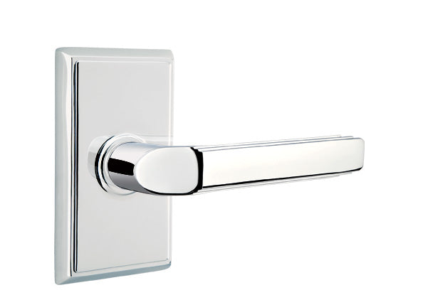 Emtek Milano Lever with Rectangular Rosette - Classic Brass