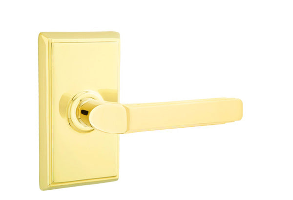 Emtek Milano Lever with Rectangular Rosette - Classic Brass