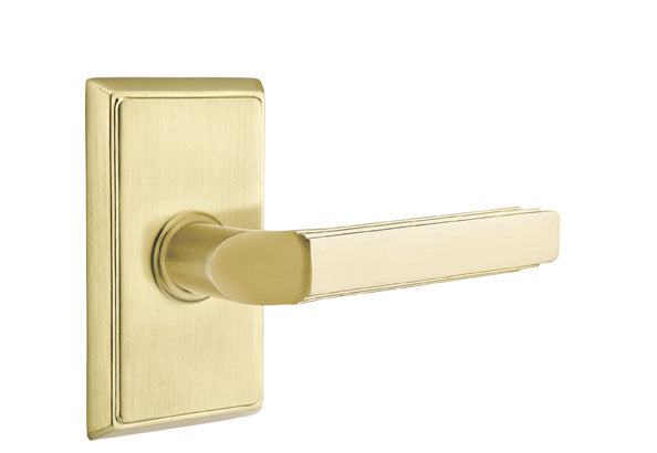Emtek Milano Lever with Rectangular Rosette - Classic Brass