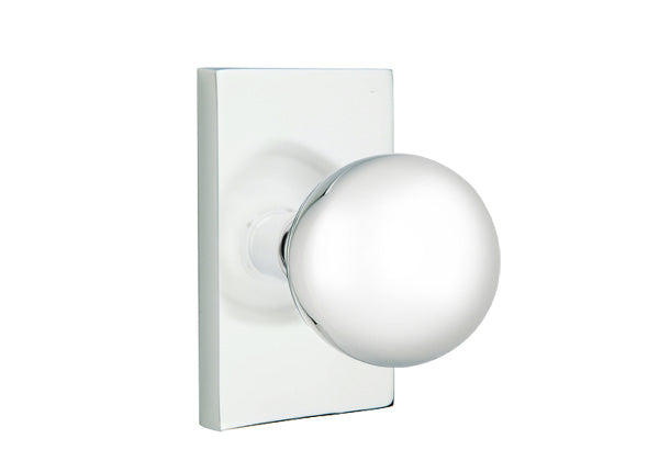 Emtek Orb Knob with Modern Rectangular Rosette