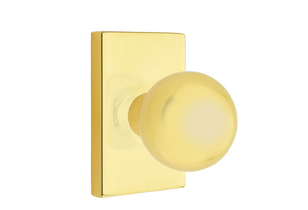 Emtek Orb Knob with Modern Rectangular Rosette