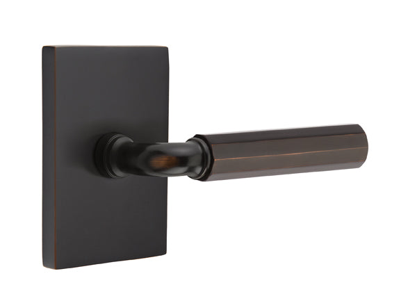 Emtek Select R-Bar Faceted Lever Modern Rectangular Rosette