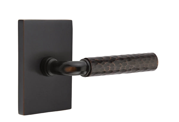 Emtek Select R-Bar Hammered Lever Modern Rectangular Rosette