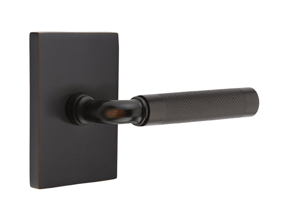 Emtek Select R-Bar Knurled Lever Modern Rectangular Rosette