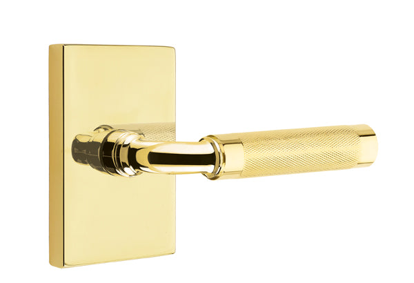 Emtek Select R-Bar Knurled Lever Modern Rectangular Rosette