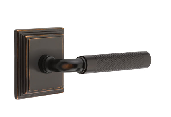 Emtek Select R-Bar Knurled Lever Wilshire Rosette