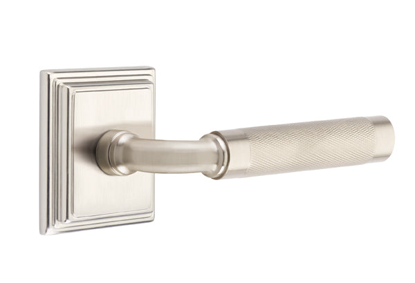 Emtek Select R-Bar Knurled Lever Wilshire Rosette