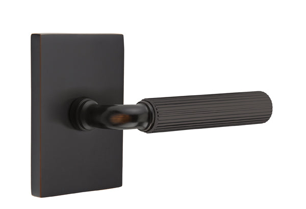 Emtek Select R-Bar Straight Knurled Lever Modern Rectangular Rosette