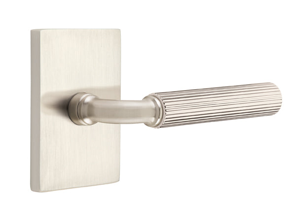 Emtek Select R-Bar Straight Knurled Lever Modern Rectangular Rosette