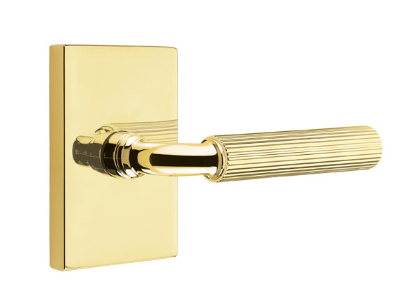 Emtek Select R-Bar Straight Knurled Lever Modern Rectangular Rosette