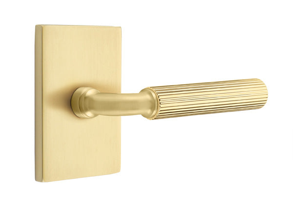 Emtek Select R-Bar Straight Knurled Lever Modern Rectangular Rosette