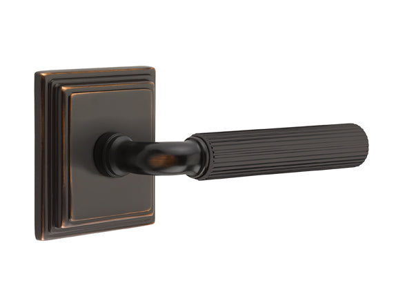 Emtek Select R-Bar Straight Knurled Lever Wilshire Rosette