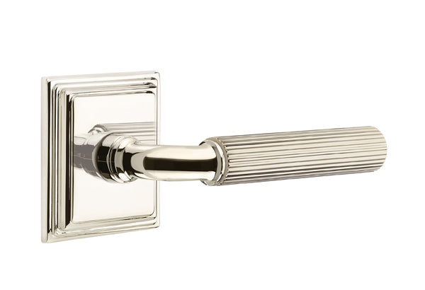 Emtek Select R-Bar Straight Knurled Lever Wilshire Rosette