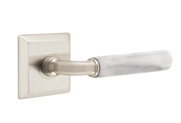 Emtek Select R-Bar White Marble Lever Quincy Rosette