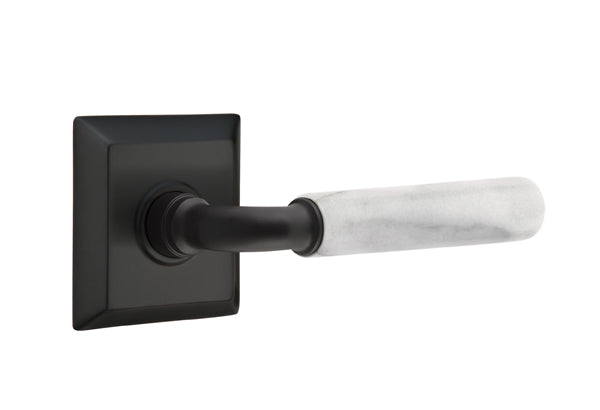 Emtek Select R-Bar White Marble Lever Quincy Rosette
