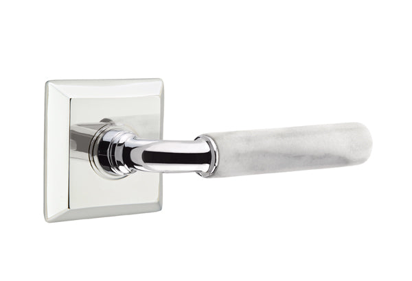 Emtek Select R-Bar White Marble Lever Quincy Rosette
