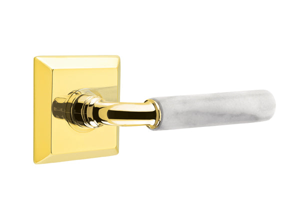 Emtek Select R-Bar White Marble Lever Quincy Rosette