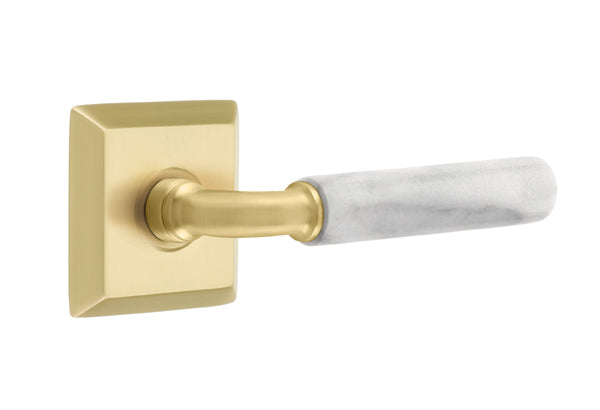 Emtek Select R-Bar White Marble Lever Quincy Rosette