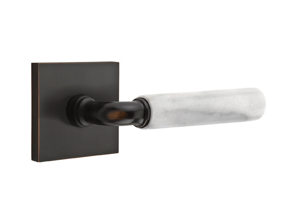 Emtek Select R-Bar White Marble Lever Square Rosette