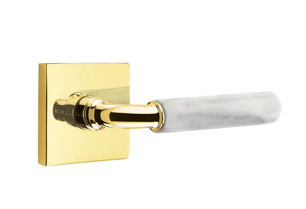 Emtek Select R-Bar White Marble Lever Square Rosette