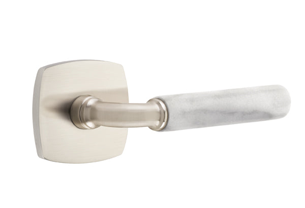 Emtek Select R-Bar White Marble Lever Urban Modern Rosette