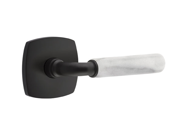 Emtek Select R-Bar White Marble Lever Urban Modern Rosette