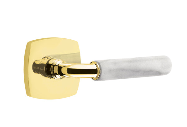 Emtek Select R-Bar White Marble Lever Urban Modern Rosette