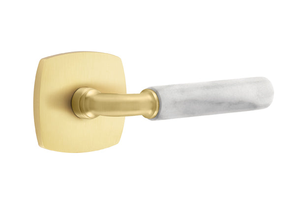 Emtek Select R-Bar White Marble Lever Urban Modern Rosette