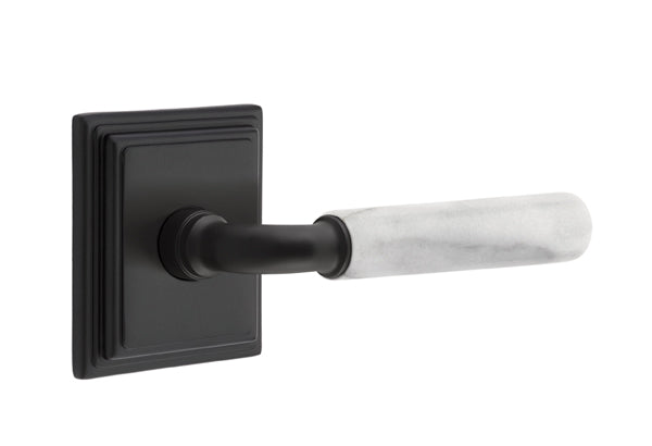 Emtek Select R-Bar White Marble Lever Wilshire Rosette