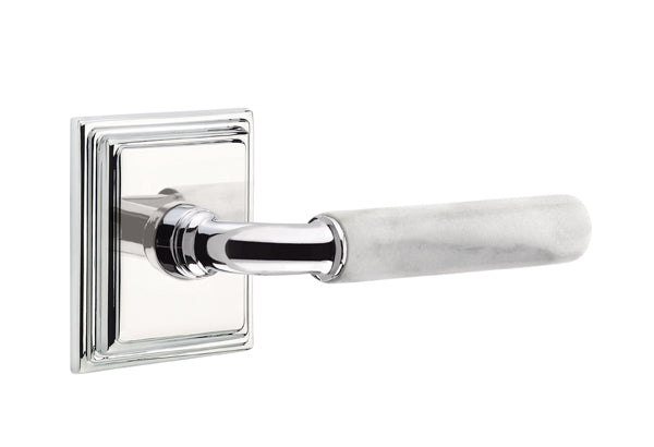 Emtek Select R-Bar White Marble Lever Wilshire Rosette
