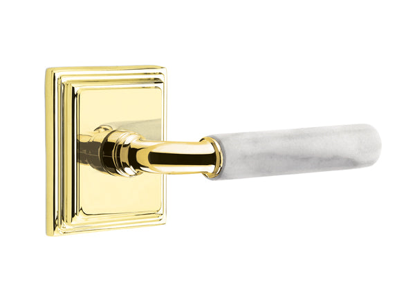 Emtek Select R-Bar White Marble Lever Wilshire Rosette