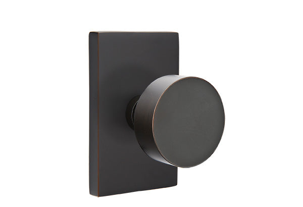 Emtek Round Knob with Modern Rectangular Rosette