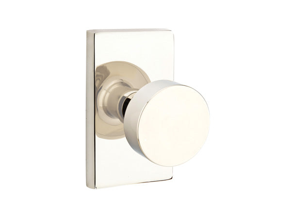Emtek Round Knob with Modern Rectangular Rosette