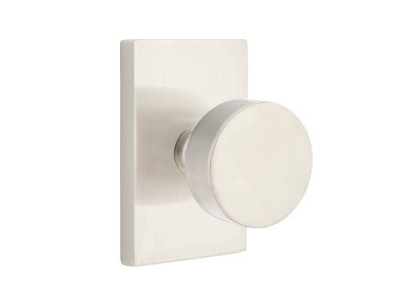Emtek Round Knob with Modern Rectangular Rosette