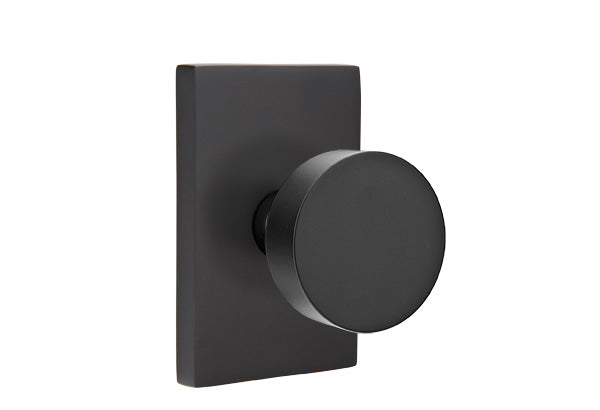 Emtek Round Knob with Modern Rectangular Rosette