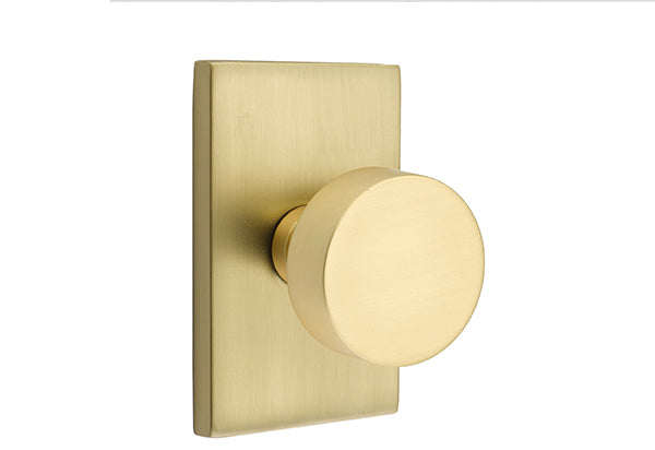 Emtek Round Knob with Modern Rectangular Rosette