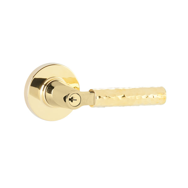 Emtek Select Key in L Square Hammered Lever Disk Rosette