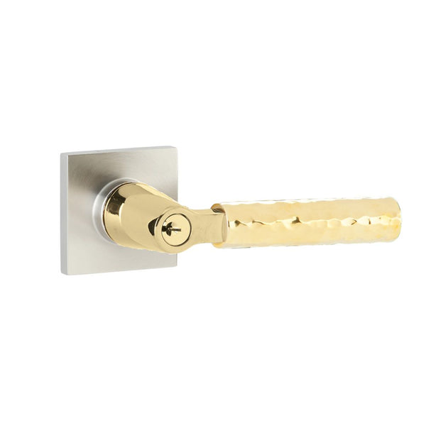 Emtek Select Key in L Square Hammered Lever Square Rosette