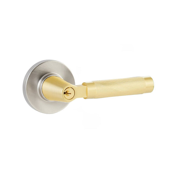 Emtek Select Key in L Square Knurled Lever Disk Rosette