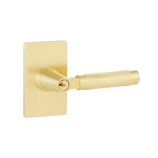 Emtek Select Key in L Square Knurled Lever Modern Rectangular Rosette
