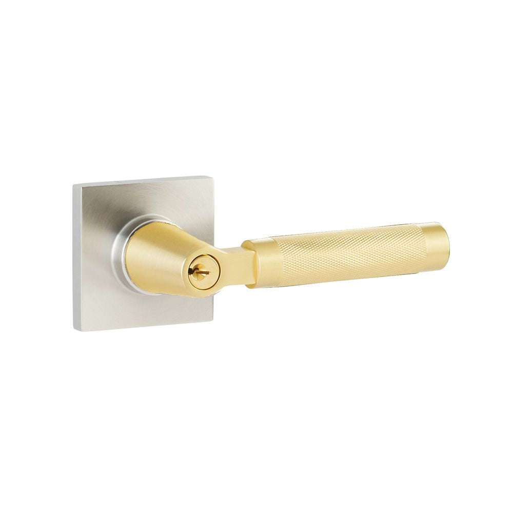 Emtek Modern Rectangular Single Point Lockset with Key in L Square Select Handles